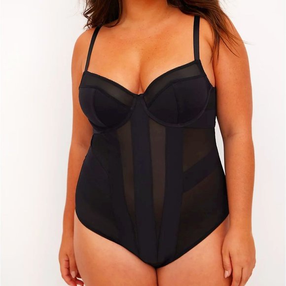 NWT TORRID BODYSUIT BLACK MESH STRAPPY SNAP BOTTOM LINGERIE - Plus Size 4X - Picture 2 of 10